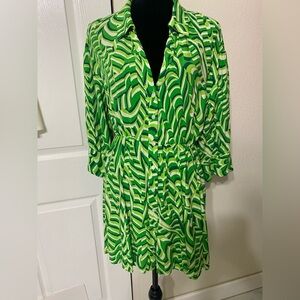 Zara printed Green and white Dress size XL